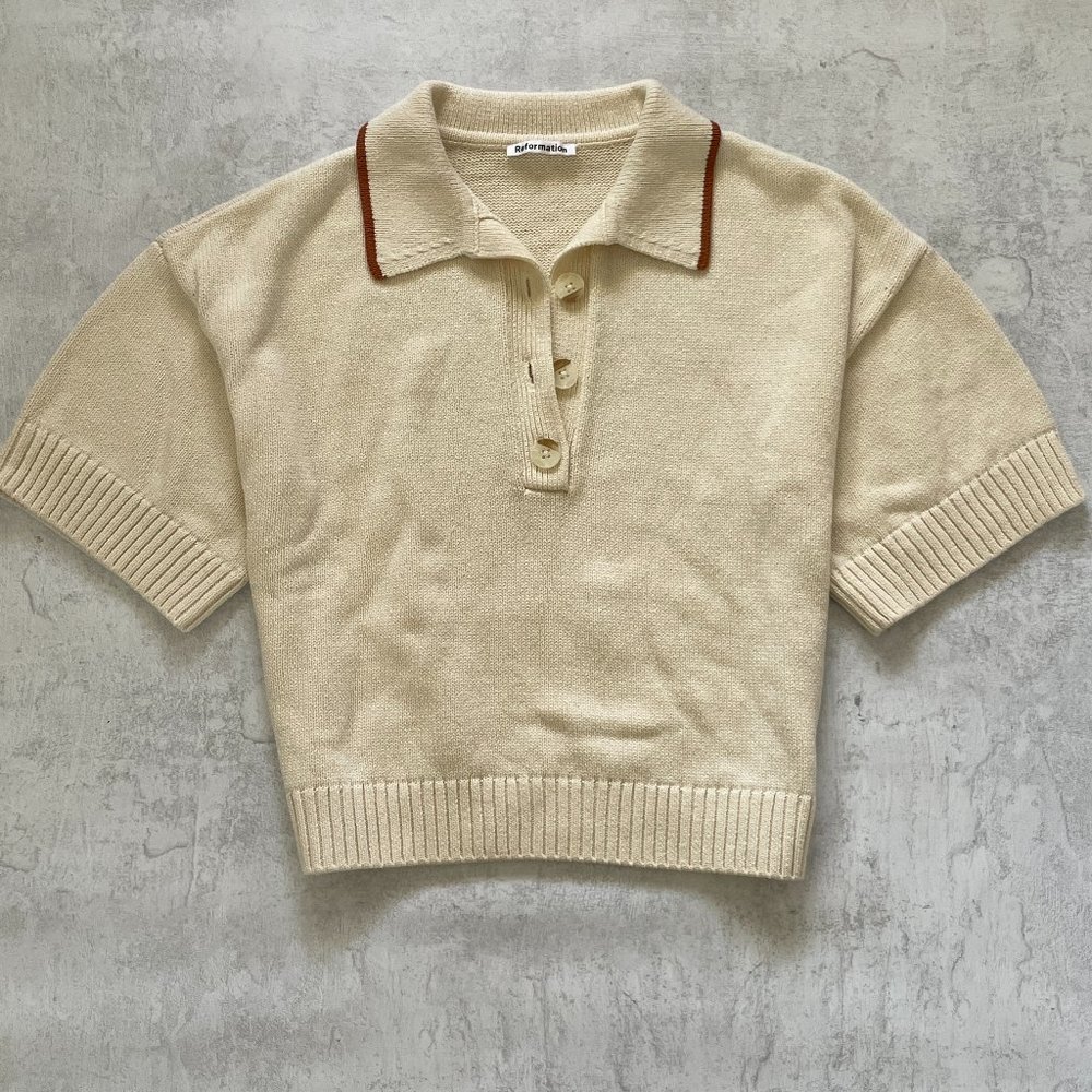 NWOT Reformation Boxy Knit S/S Polo